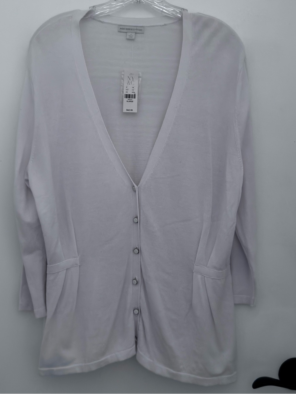 New York & Company Ivory Cotton Cardigan NWT Size XL Preppy Everyday Basics